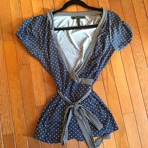 Blue tie waist top
